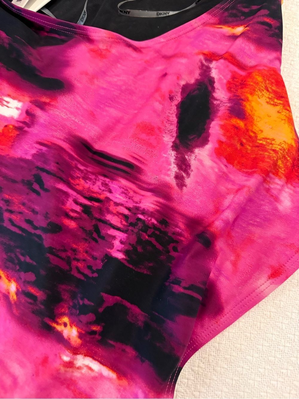 DKNY Boho Pink mixed Halter One-Piece Swimsuit - Picture 7 of 8